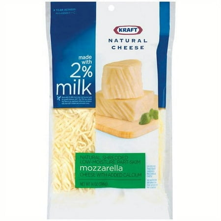 Kraft Natural Cheese Made With 2% Milk Shredded Reduced Fat Mozzarella Cheese, 14 oz