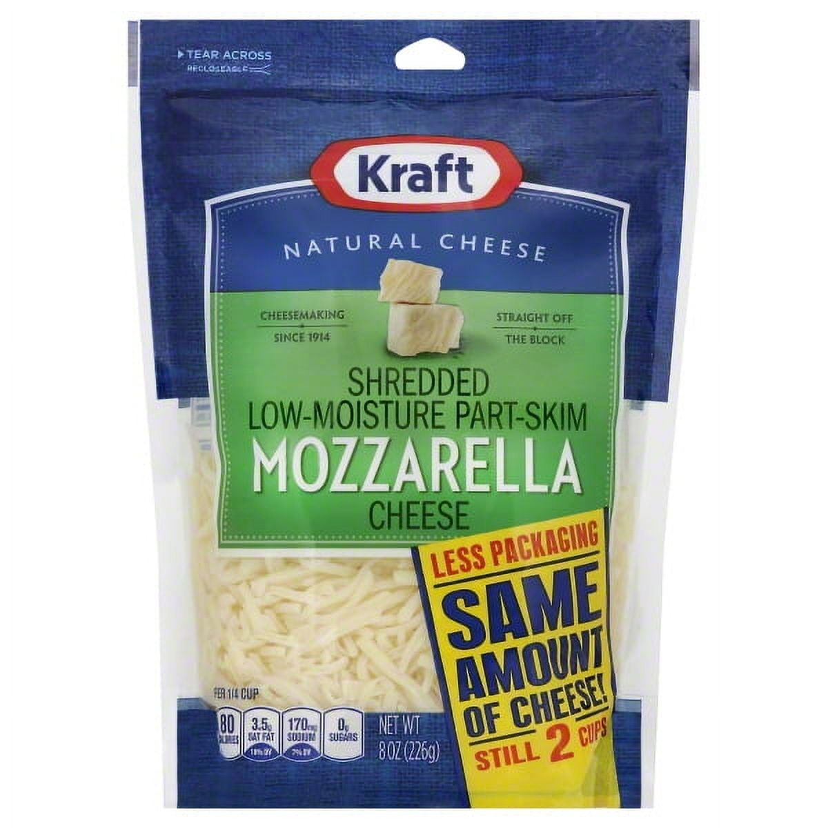 Kraft Natural Cheese Mozzarella Low-Moisture Shredded Shredded Cheese, 8 Oz.