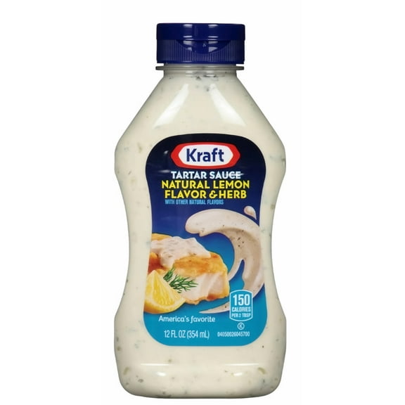 Kraft Natural Lemon Flavor and Herb Tartar Sauce, 12 Fl Oz Bottle (Pack of 3)