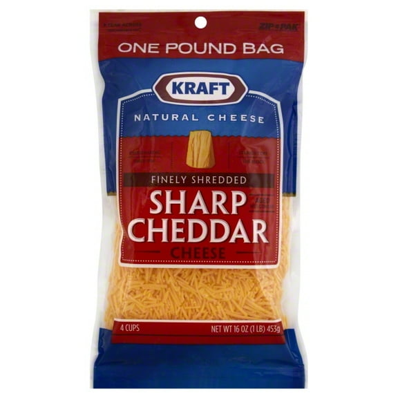Kraft Natural Sharp Finely Shredded Cheese Cheddar, 16 oz