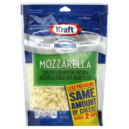 Kraft Natural Shredded Mozzarella Cheese With A Touch Of Philadelphia Cream Cheese, 8 Oz.