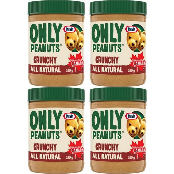 Kraft Only Peanuts All Natural Crunchy Peanut Butter, 750g (4 Pack)