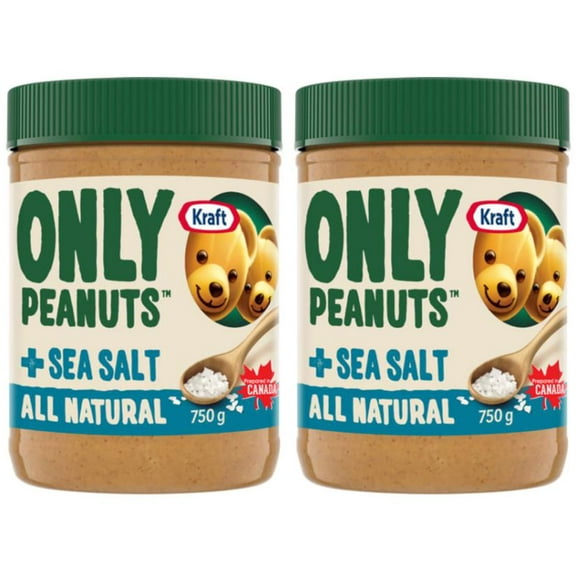 Kraft Only Peanuts All Natural Peanut Butter With Sea Salt 750g (2 Pack)