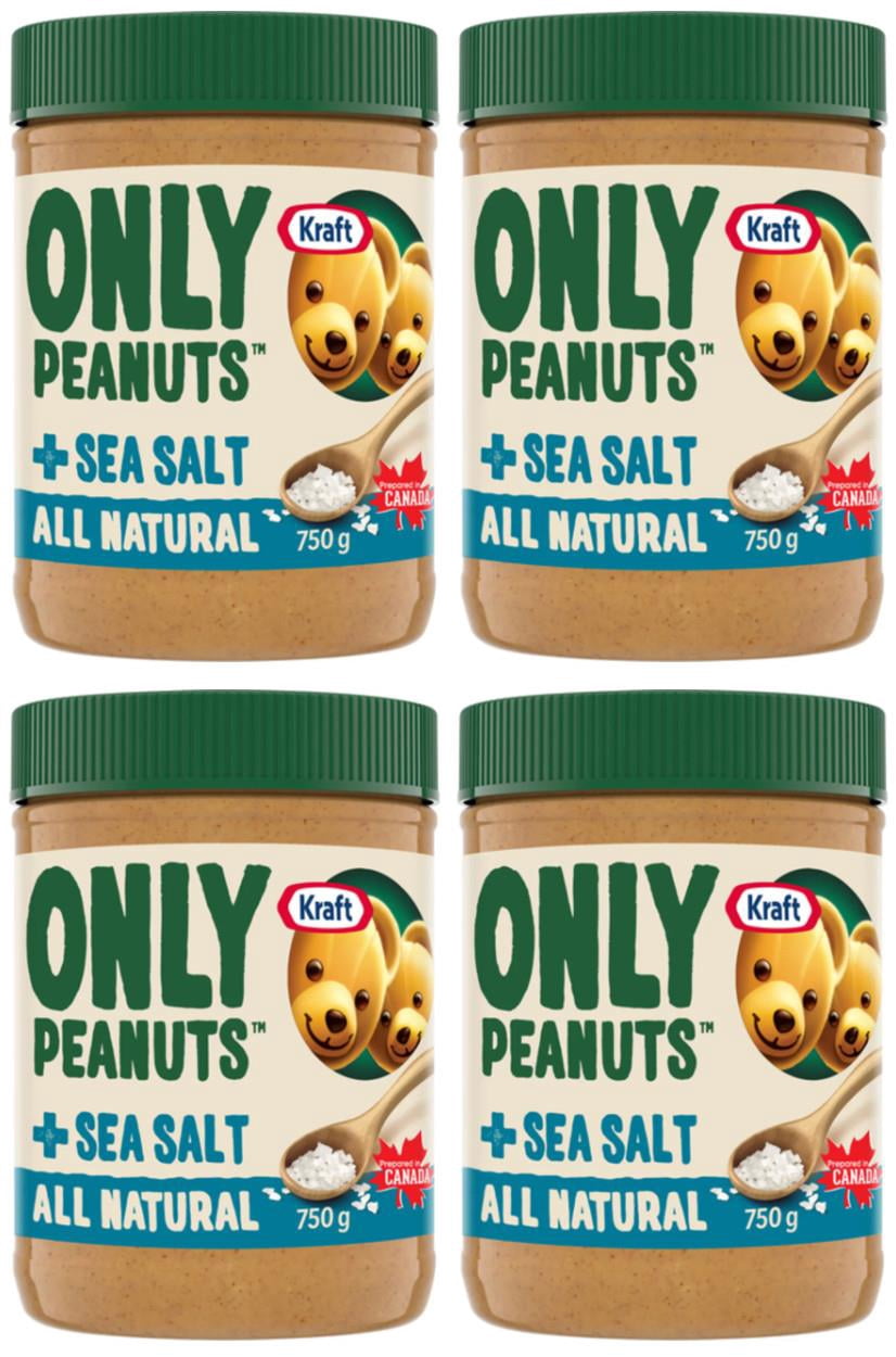 Kraft Only Peanuts All Natural Peanut Butter With Sea Salt 750g (4 Pack)