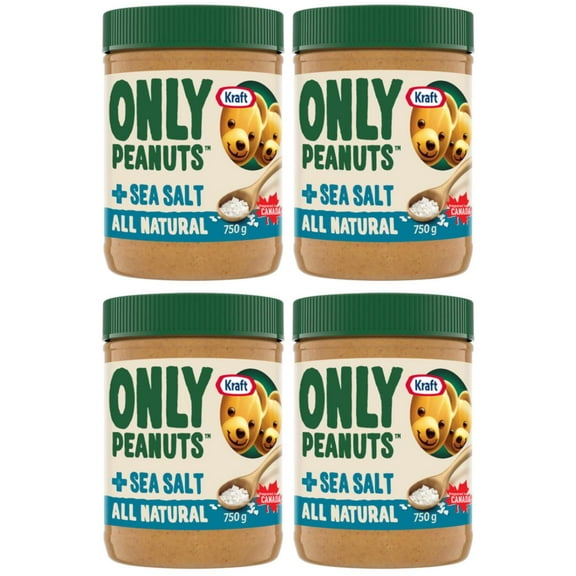 Kraft Only Peanuts All Natural Peanut Butter With Sea Salt 750g (4 Pack)