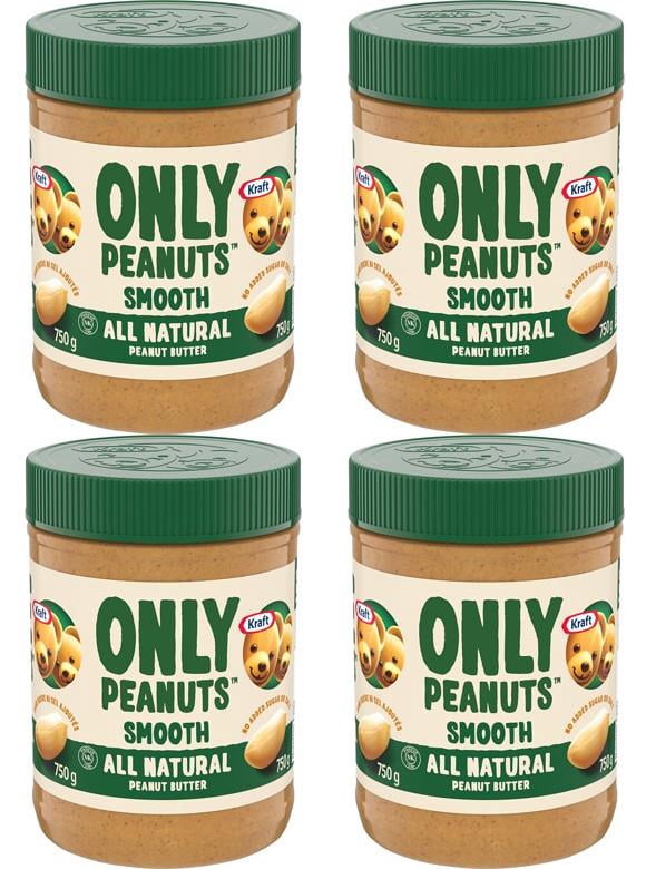 Kraft Only Peanuts All Natural Smooth Peanut Butter, 750g (4 Pack)