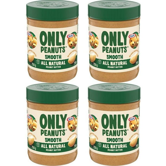 Kraft Only Peanuts All Natural Smooth Peanut Butter, 750g (4 Pack)