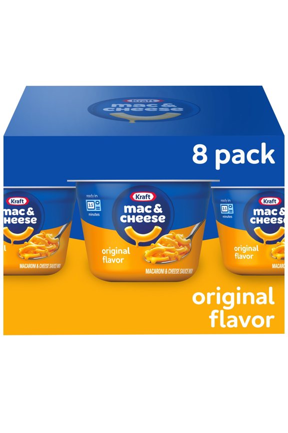 Kraft Original Easy Microwavable Macaroni and Cheese Cups (8 ct Box, 2.05 oz Cups)