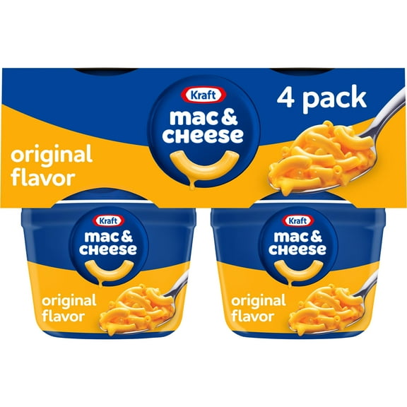 Kraft Original Mac & Cheese Macaroni And Cheese Dinner, 4 Ct Pack, 2.05 Oz Cups Packaging May Vary - Pack of 3