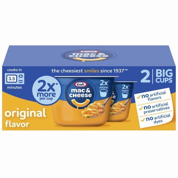 Kraft Original Mac & Cheese Macaroni and Cheese Dinner Big Cup, Pack, Cups