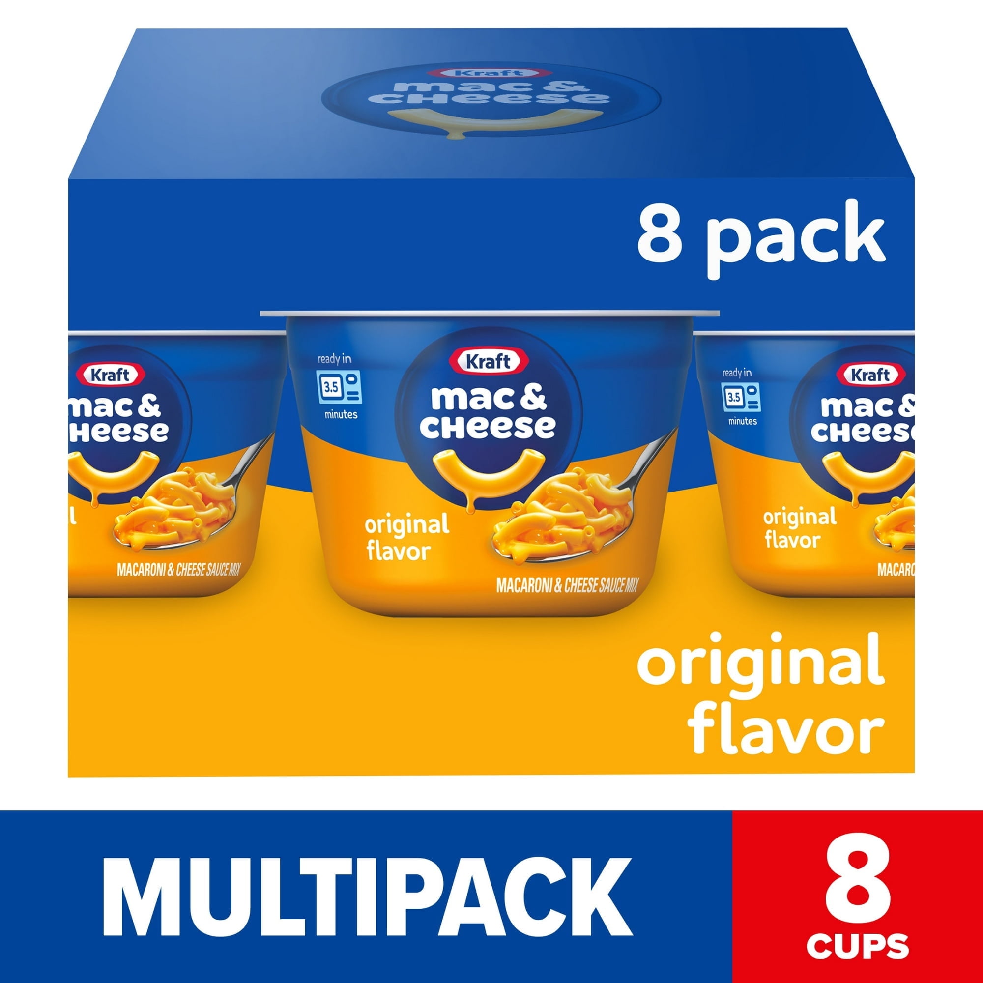 Kraft Original Mac N Cheese Cups Easy Microwavable Dinner, 8 ct Box, 2. ...