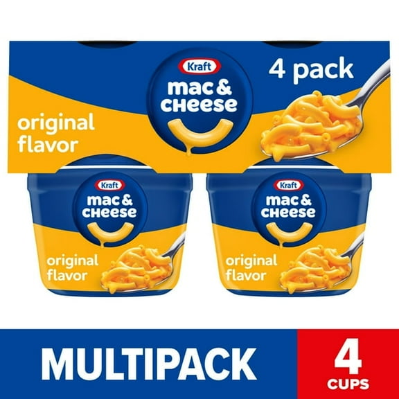 Kraft Original Mac N Cheese Macaroni and Cheese Cups Easy Microwavable Dinner, 4 ct Pack, 2.05 oz Cups- 3Pack