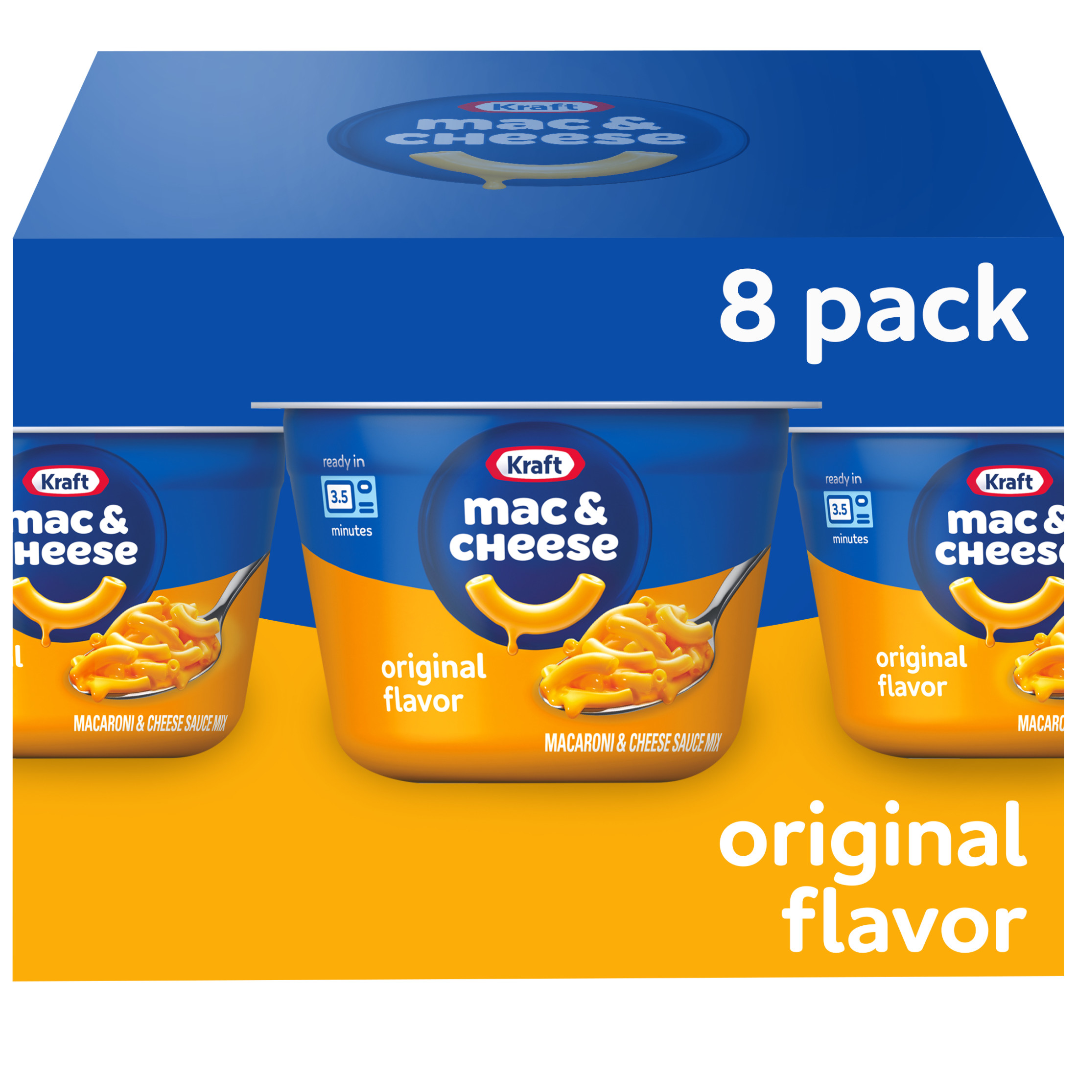Kraft Original Mac N Cheese Macaroni and Cheese Cups Easy Microwavable Dinner, 8 ct Box, 2.05 oz Cups - image 1 of 18