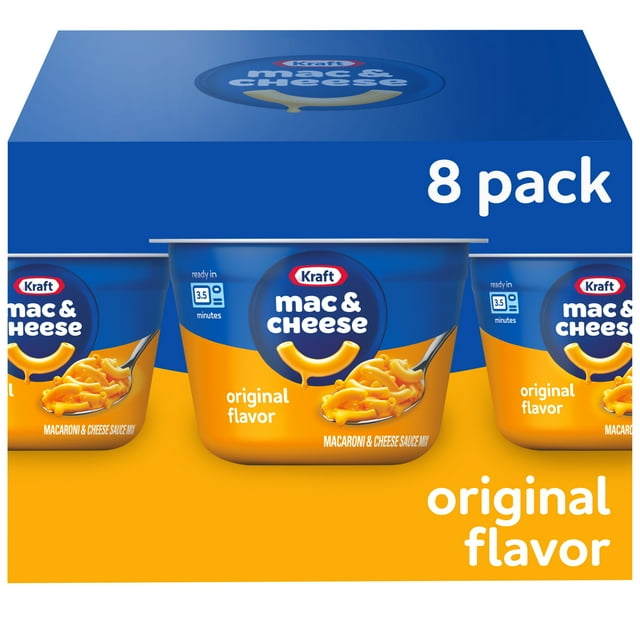 Kraft Original Mac N Cheese Macaroni and Cheese Cups Easy Microwavable Dinner, 8 ct Box, 2.05 oz Cups