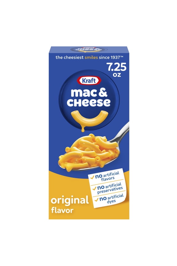 Mac and Cheese, 1 Box, for Easy Dinner or Dinner Sides, Original Flavor, No Artificial Flavors, Preservatives or Dyes, 7.25 oz