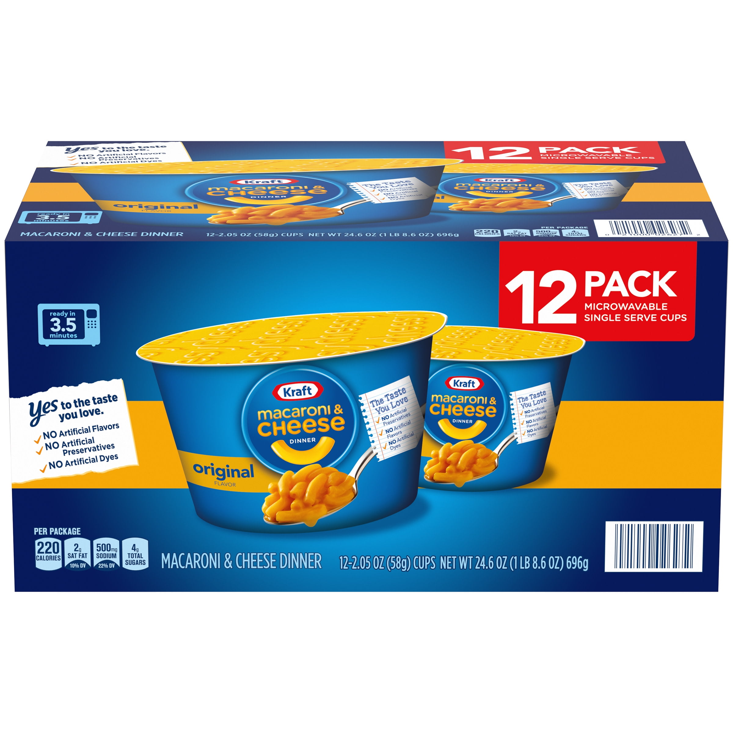 Kraft Original Macaroni & Cheese Easy Microwavable Dinner, 12 pk./2.05 oz.