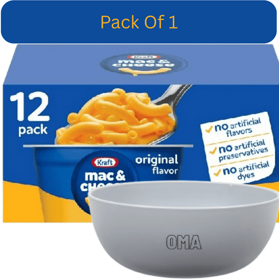 Kraft Original Macaroni and Cheese Easy Microwavable Dinner, 2.05 oz., 12 pk. With White Bowl By OMA