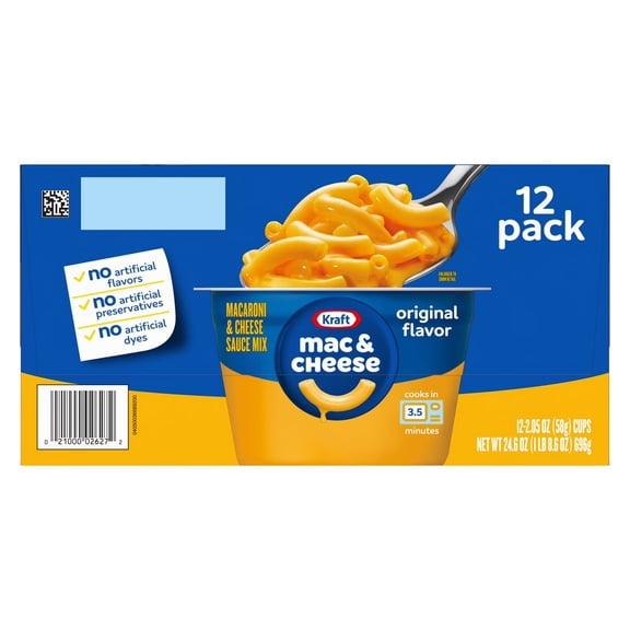 Kraft Original Macaroni and Cheese Easy Microwavable Dinner, 2.05 oz., 12 pk.