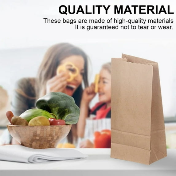 Kraft Paper Bags, Durable Brown Paper Bags for Snack, Sandwich, Pastries, Popcorn, Grocery and Party Favor, Bulk Paper Bags, 50 Pcs, 3.54x2.16x7.08"