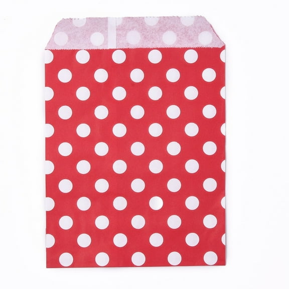 Kraft Paper Bags No Handles Food Storage Bags Polka Dot Pattern Red 18x13cm