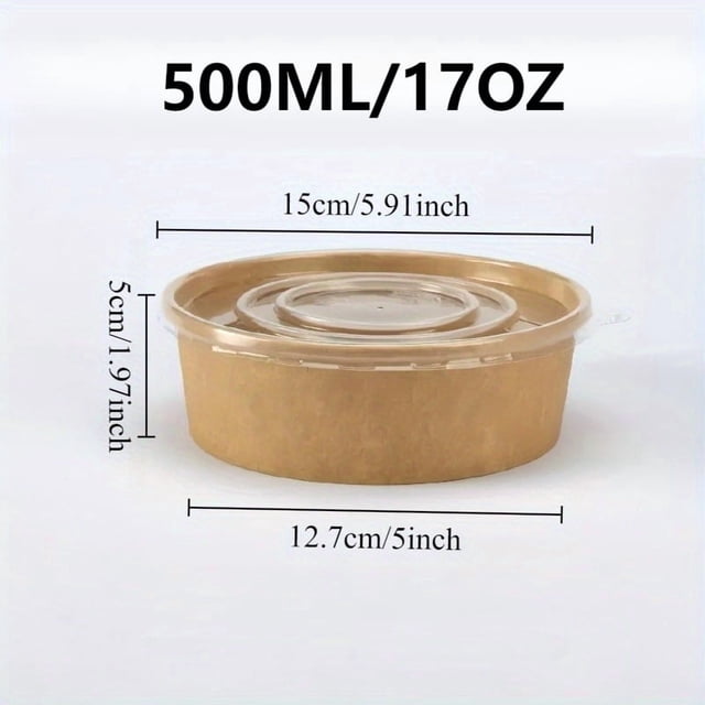 Kraft Paper Bowls with Lids, Disposable Round Food Containers for Salad ...
