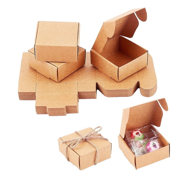 Kraft Paper Box Folding Box Square Tan 5.5x5.5x2.5cm
