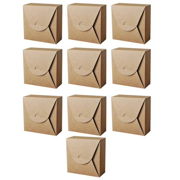 MEIBUTYUP 10Pcs Brown Cake Packaging Box with Ribbon for Christmas Wedding Treat Storage