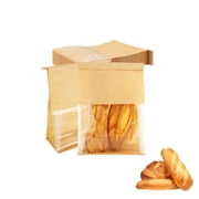20Pcs Large Paper Bread Bags 11.02 8.66 4.33 Inch Brown Paper Bread Bags with Window and Tin Strip Baking Bags Food Storage Bag Kraft Bread Baking Storage Bags for Homemade Sourdough Bags