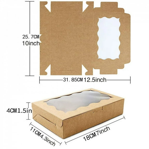 Kraft Paper Cake Candy Boxes Rectangle Open Window Wedding Jewelry Chocolate Gift Packaging Boxes Baking Party Supplies