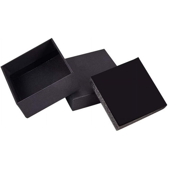 Kraft Paper Cardboard Jewelry boxes Ring/Earring box Square Black 8.5x8.5x3.5cm 12 pc