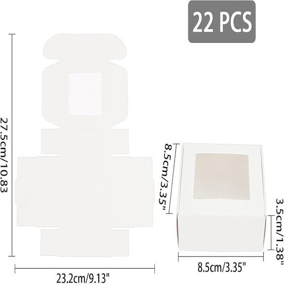 Kraft Paper Cardboard Jewelry boxes with PVC Window Square White box: 8.5x8.5x3.5cm