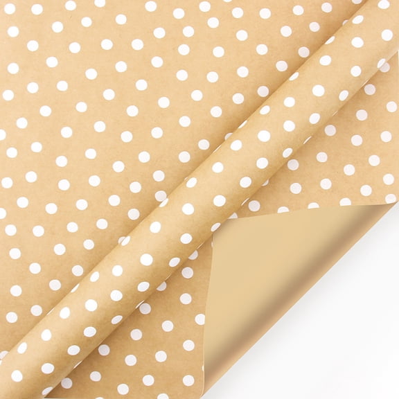 Kraft Paper Christmas Wrapping Paper Roll, 39.3x17.3" Snowflake Xmas Tree Star Polka Dot Patterns Wrapping Paper, for Party Holiday Gift Wrapping