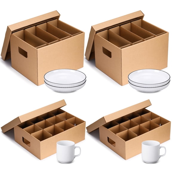 Kraft Paper Color Dish & Mug Packing Boxes, 4 Pack