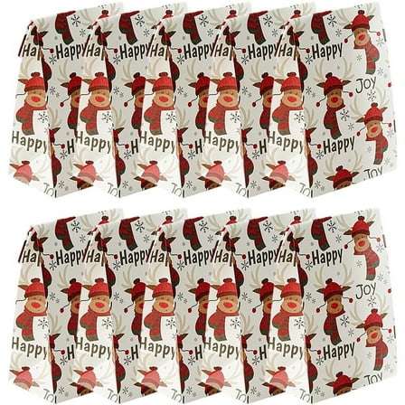 Kraft Paper Cookie Bags 10pcs Christmas Treat Bags Reusable Candy Biscuit Snack Packaging Bag Xmas Party Bags for New Year Party