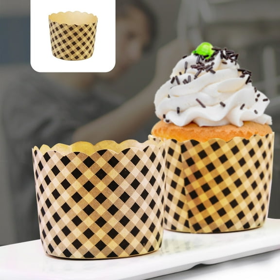Kraft Paper Cupcake Molds Oil Proof High Temperature - 100 Pack Oven Safe Cupcake Liners, Yellow Baking Cups 2.36x1.85 Inch, Sturdy Cupcake Paper Mould for Even Baking