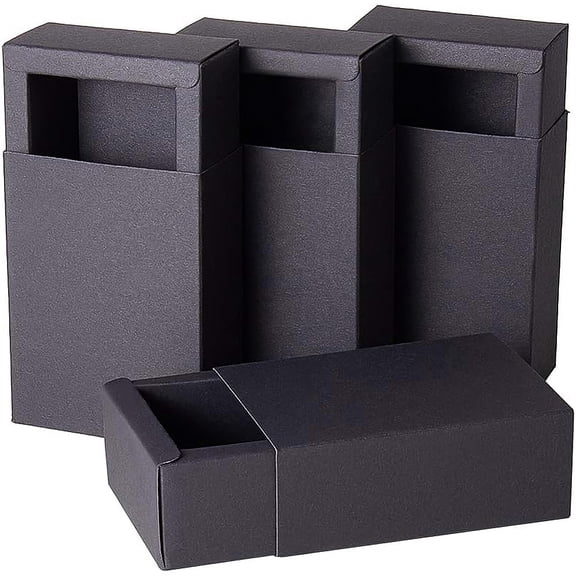Kraft Paper Folding Box Drawer Box Rectangle Black 11.2x8.2x4.2cm 20pcs/set DIY
