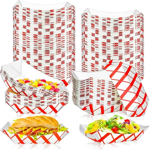 Kraft Paper Food Trays, Heavy Duty Paper Food Boat Disposable Serving Basket Tray for French Fries, Nachos Snacks, Hot Dog Tacos, BBQ Popcorn Party, Picnic Wedding Party
