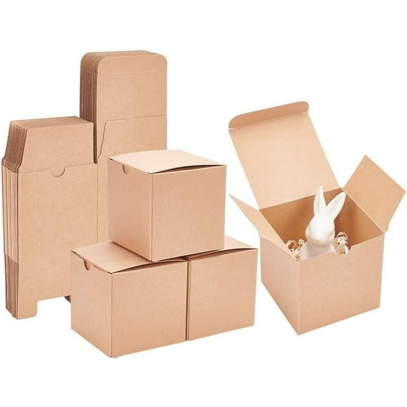 Kraft Paper Gift Packaging Boxes Foldable Storage Boxes for Gift Square BurlyWood 8x8x8cm