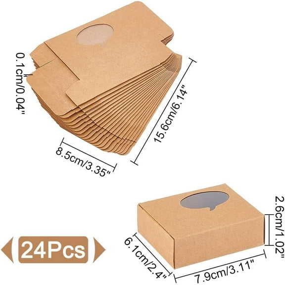 Kraft Paper Gift box Folding box with Window Rectangle Tan Dialog box Pattern 7.9x6.1x2.6cm