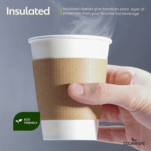 Kraft Paper Hot Cup Sleeve Jacket Holder | Corrugated Cardboard Protective Hot And Cold Insulator | Espresso Coffee Milk Tea Beverage And Hand Protector (Kraft, 1000)