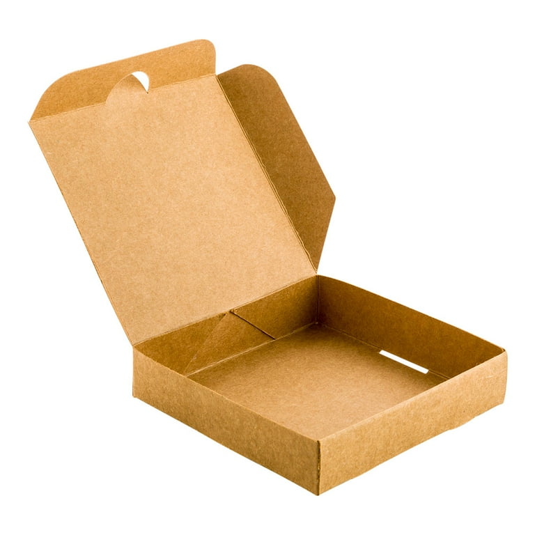 Restaurantware 3.5 x 3.5 x 0.8 inch Pizza Boxes, 100 Disposable Small Pizza Boxes - Durable, Locks in Pizzas, Cookies, or Party Favors, Kraft Paper