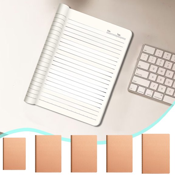 Kraft Paper Notebook with Grid Pages, Soft Cover Journal for Learner and Professionals, Portable A5 B5 A4 Size Writing Diary, Water-resistant Design, Topliu