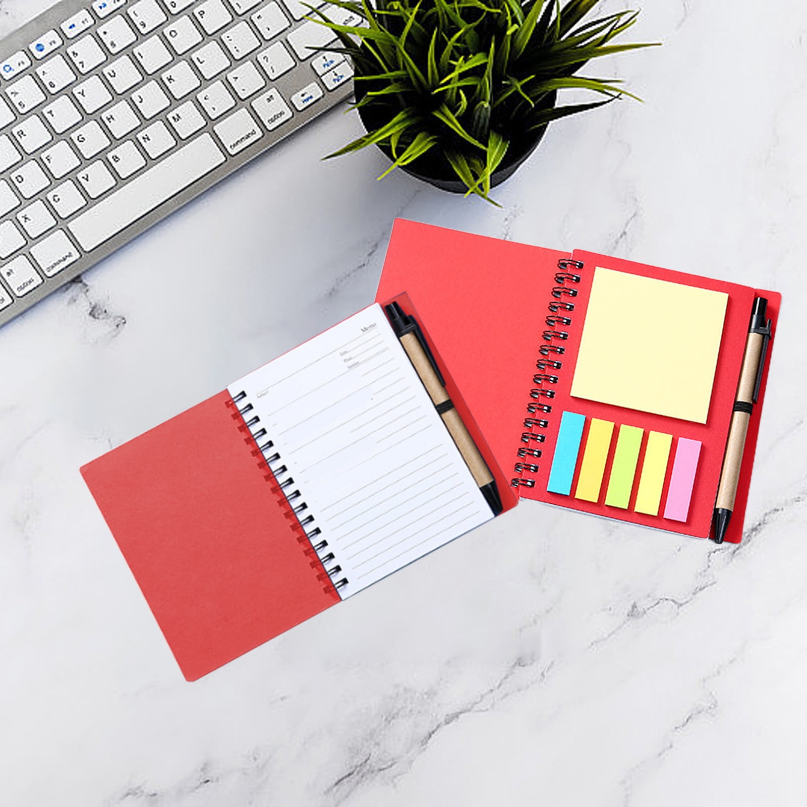 Kraft Paper Notepad, Coil-Bound Notebook with Pen, Tearable Memo Pad ...