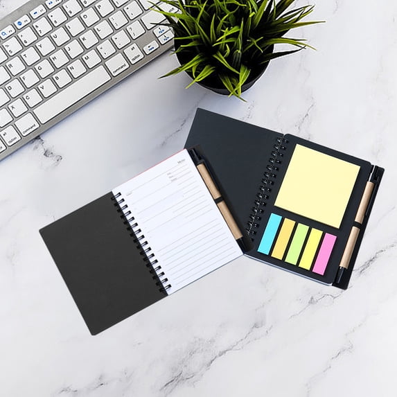 Kraft Paper Notepad & Notebook Set | Spiral Bound Memo Pad With Pen | 60 Thick Tearable Pages | Red Blue Khaki | 12x14.5cm | Office Desk Supplies | Easy-Write, No Ink Bleed | Durable, Recyclable