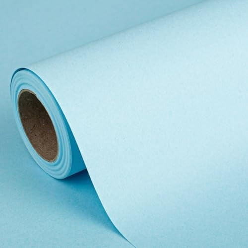 Kraft Paper Roll-Mini Roll-17in x 32.8FT(46.8sqft-Recyclable Paper Roll for Craft Studio,Packing,Floor Covering,Dunnage,Parcel,Table Runner,Education,Kids Doodling-Light Blue