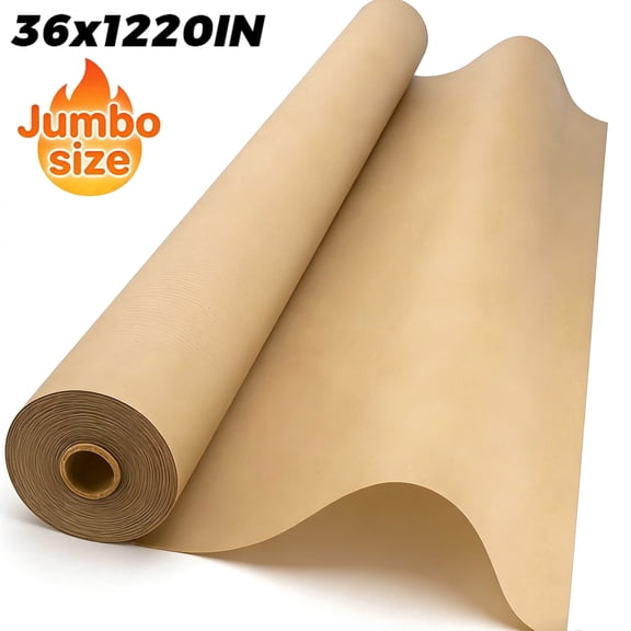 Teddy Run Jumbo Kraft Paper Roll - Brown - 36" x 1220" (102') - Suitable for Packing - Moving - Shipping - Crafts - Wall Art - Bulletin Boards - Floor Covering - Table Runner