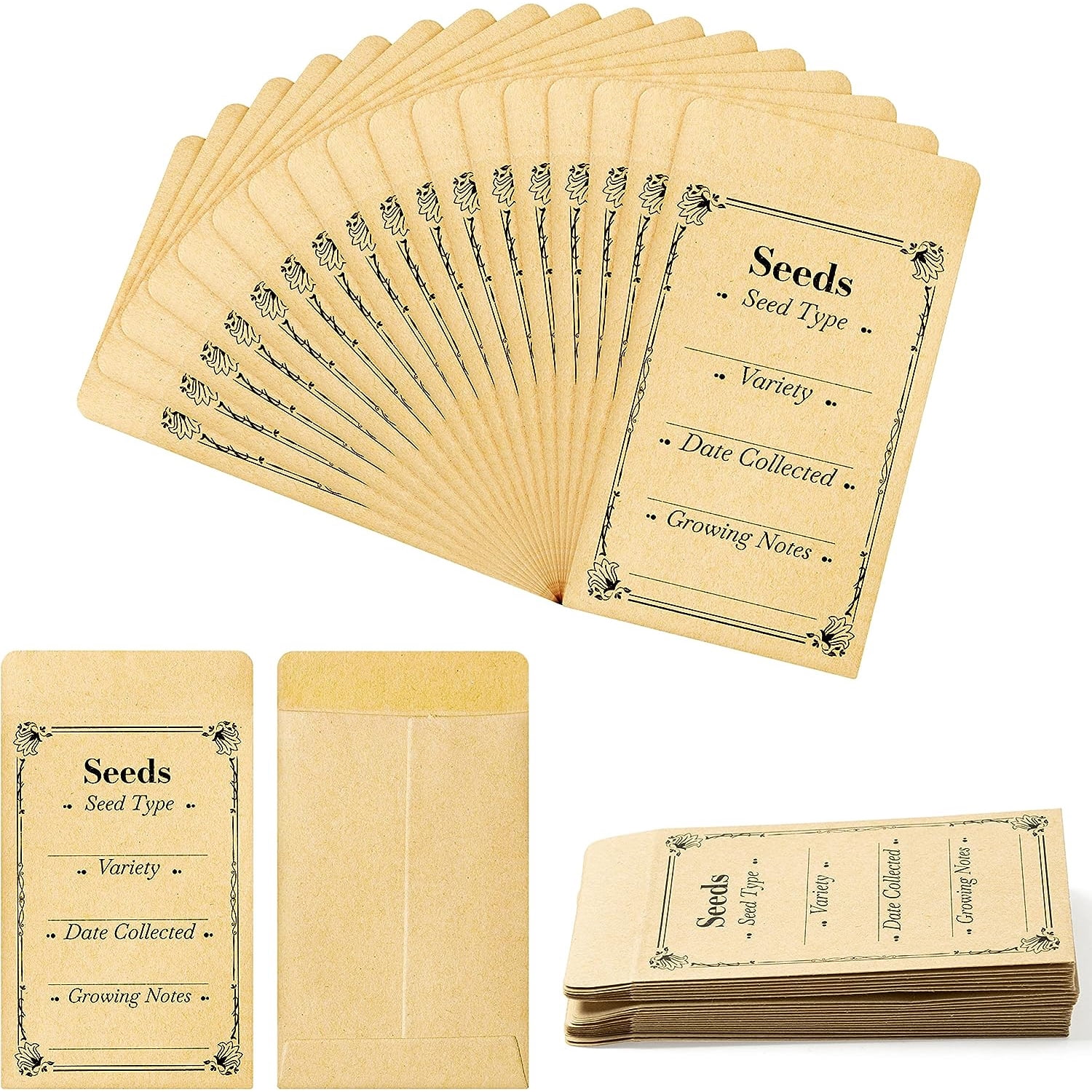 Kraft Paper Seed Envelopes, 2.3x3.5 Inches Small Coin Envelopes for ...