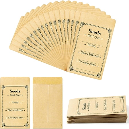 Kraft Paper Seed Envelopes, 2.3x3.5 Inches Small Coin Envelopes for Seed Storage Organizer,100-Pack