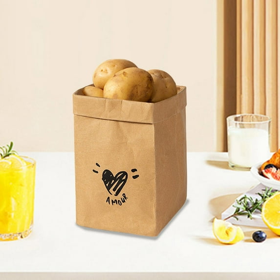 Kraft Paper Storage Bags for Food - Washable Leak- for Snacks Cookies Vegetables and Sandwiches Reusable Grocery Packaging Safe for Direct Food Contact - Yellow