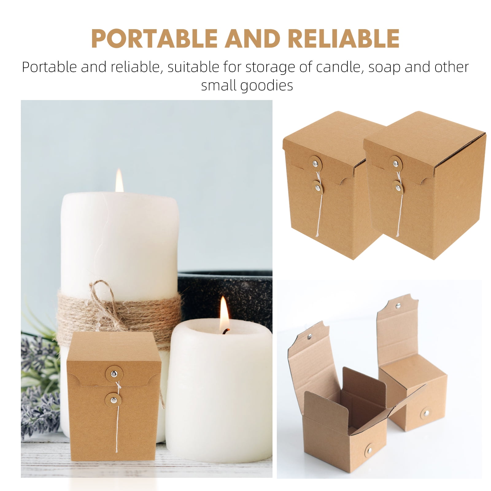 Kraft Paper Storage Boxes 2Pcs Scented Candle Wrapping Box Folding
